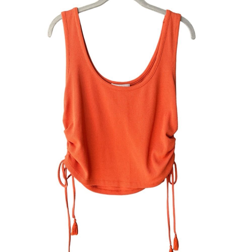BCBGeneration Cinched Side String Scoop Neck Cropped Tank Orange Rust Size XL
